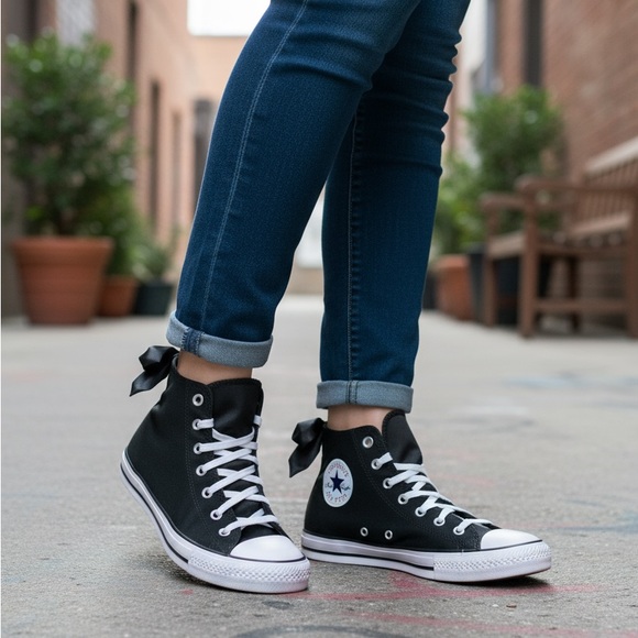 Converse Black and White High-Top Sneakers for Women - Picture 1 of 8